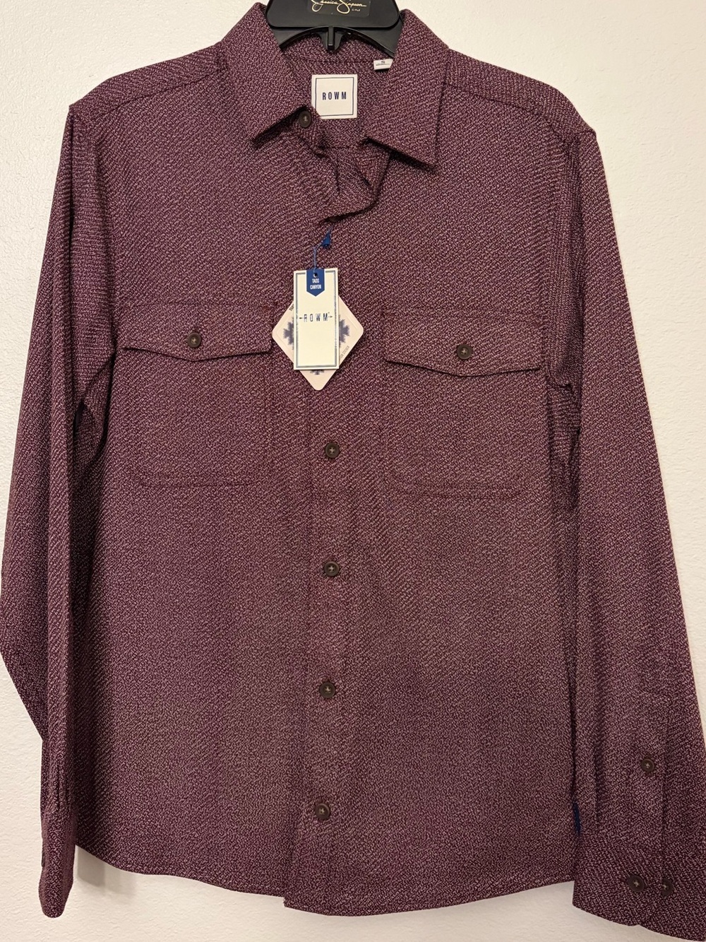 ROWM Taos Canyon Small Mens Textured Button Down Shirt NWT Long Sleeve